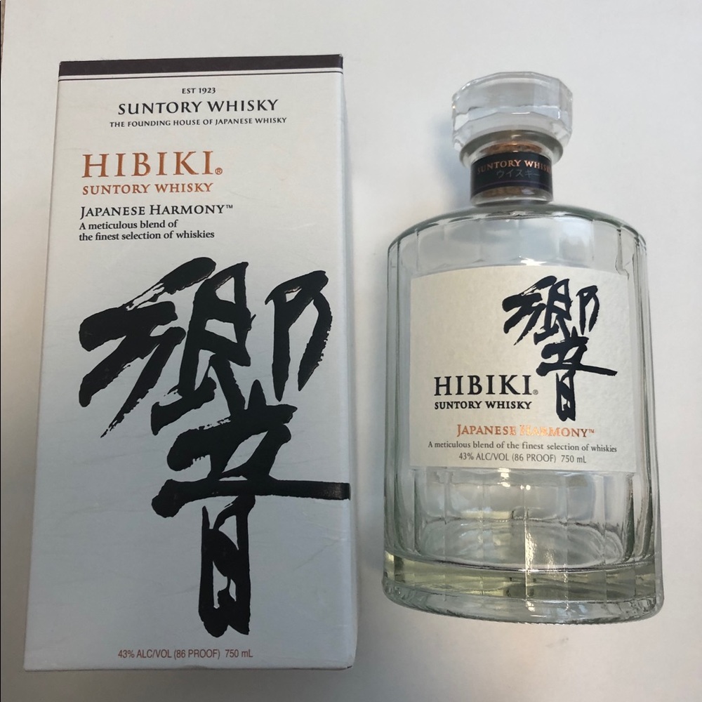 Empty HIBIKI Suntory Whisky Decanter and Box